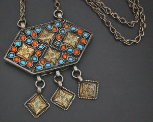 Uzbek Gilded Box Necklace with Dangles