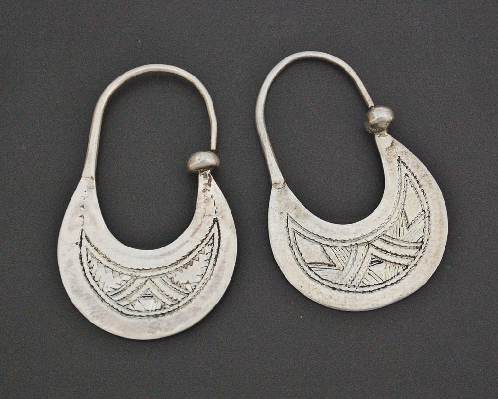 Tuareg Hoop Earrings with Carvings