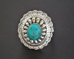 Native American Concho Turquoise Ring - Size 7 / Adjustable