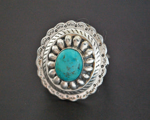 Native American Concho Turquoise Ring - Size 7 / Adjustable