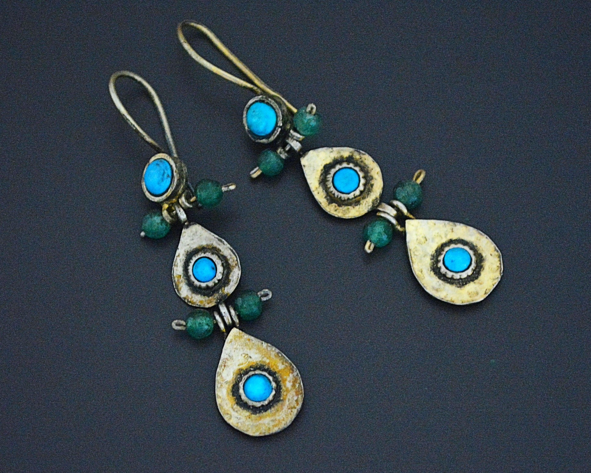 Gilded Uzbek Turquoise Earrings