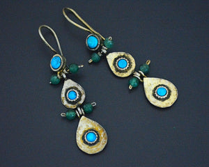 Gilded Uzbek Turquoise Earrings