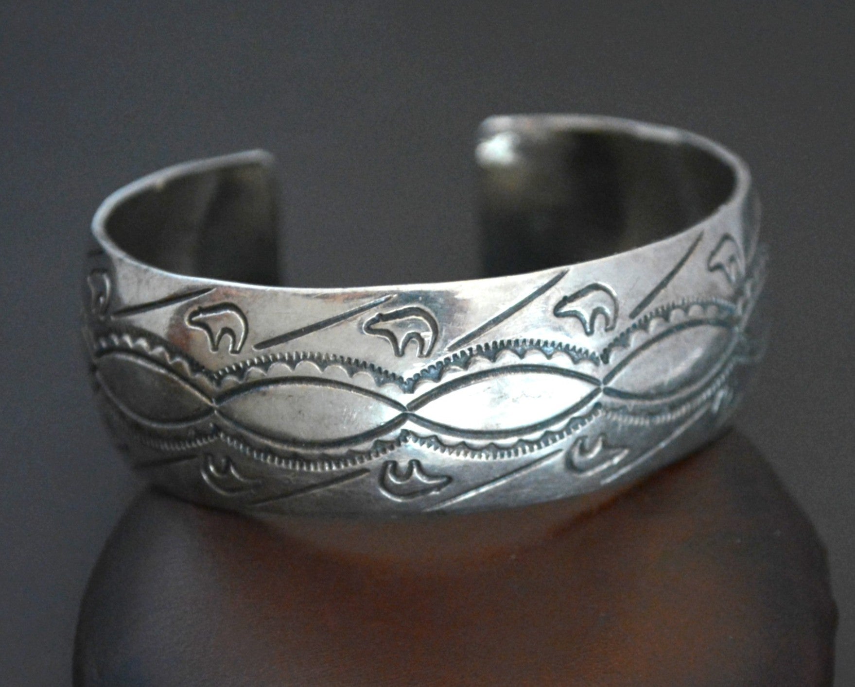 Navajo Stamped Sterling Silver Cuff Bracelet - SMALL