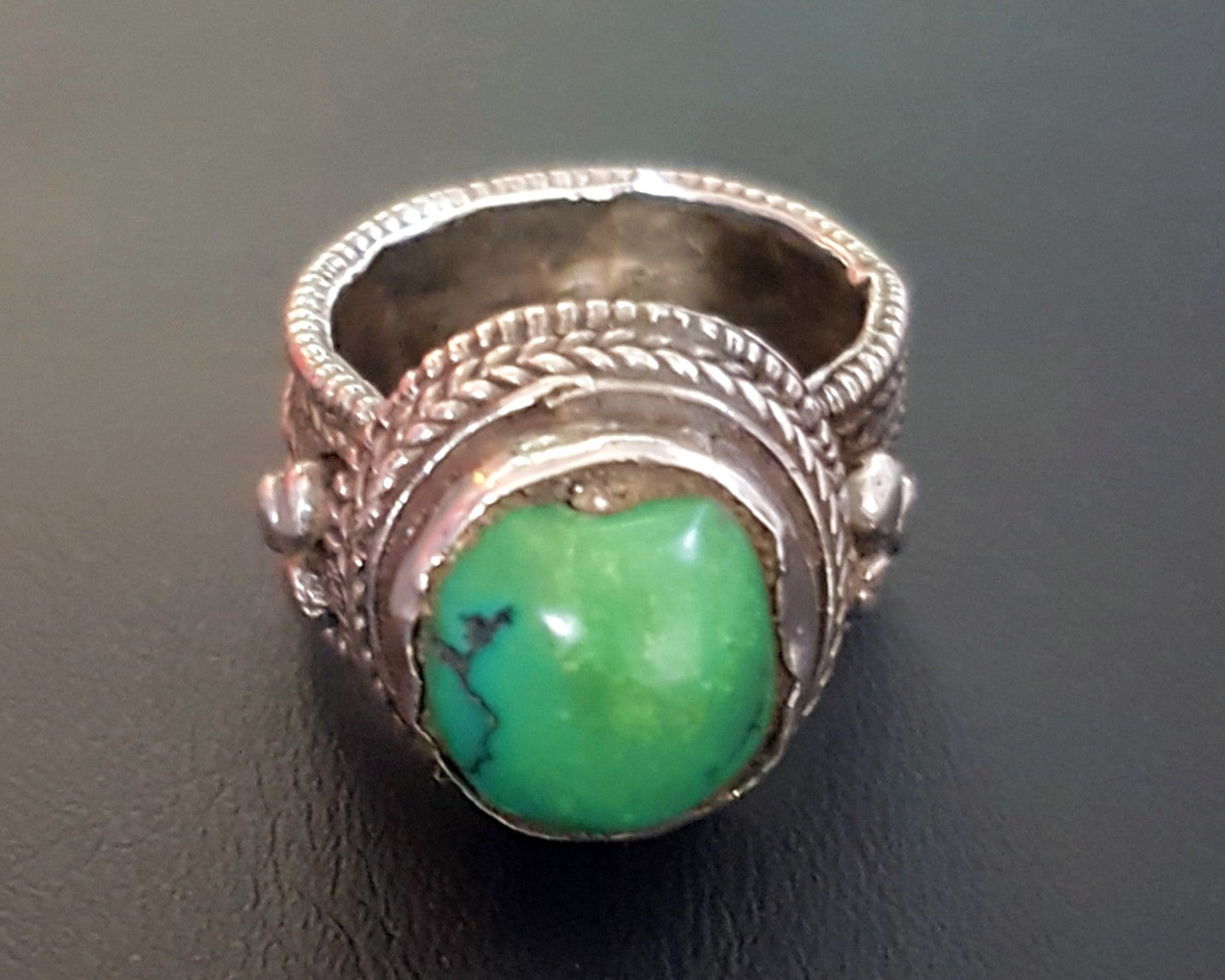 Old Tibetan Turquoise Ring - Size 8