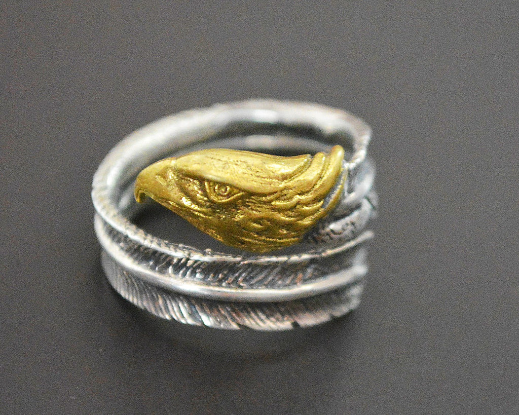 Eagle Feather Wrap Ring - Size 6.5 Adjustable