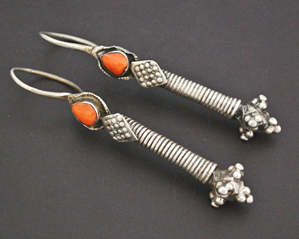 Antique Turkmen Coral Earrings