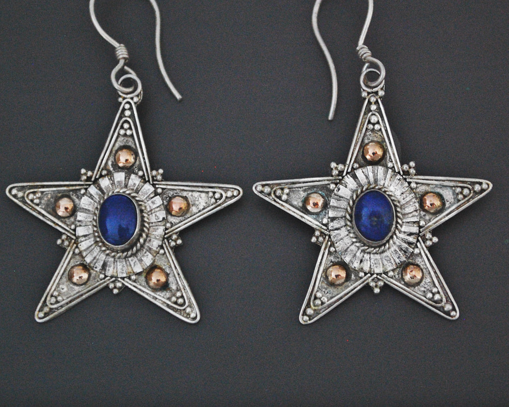 Lapis Lazuli Star Earrings from Bali