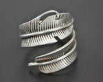 Sterling Silver Feather Wrap Ring - Size 7.5 Adjustable