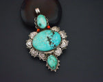 Huge Nepali Turquoise Coral Pendant