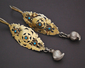 Vintage Afghani Silver Gilded Earrings