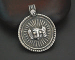 Indian Surya Silver Pendant with Flower on the Bale