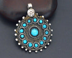 Afghani Turquoise Pendant with Flower