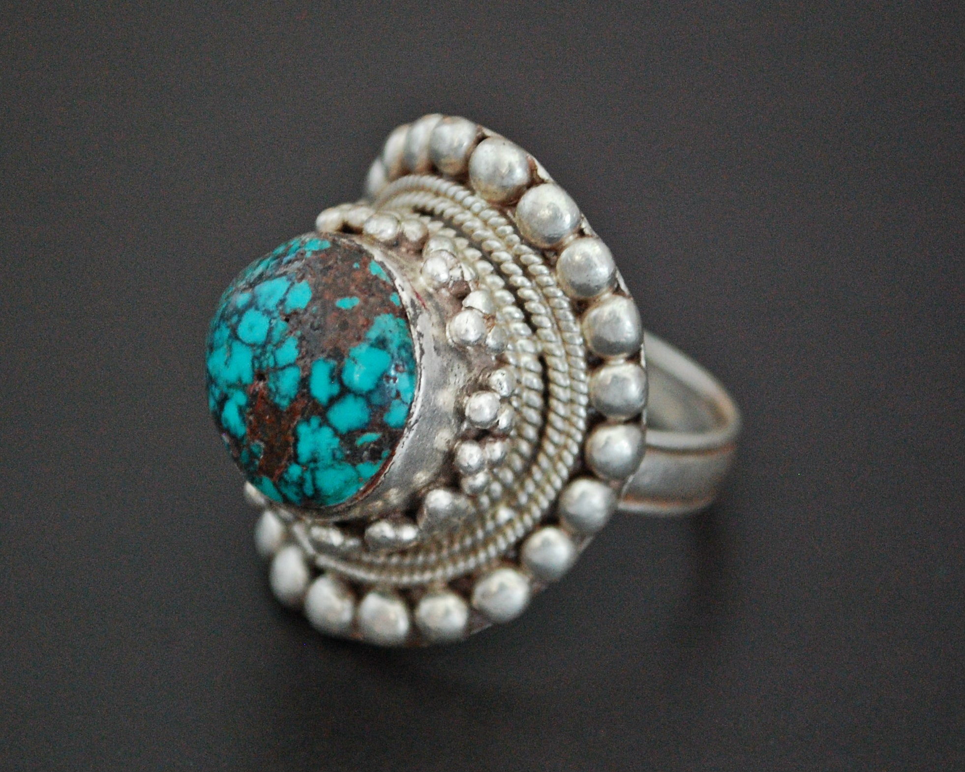 Large Nepali Turquoise Ring - Size 10.5
