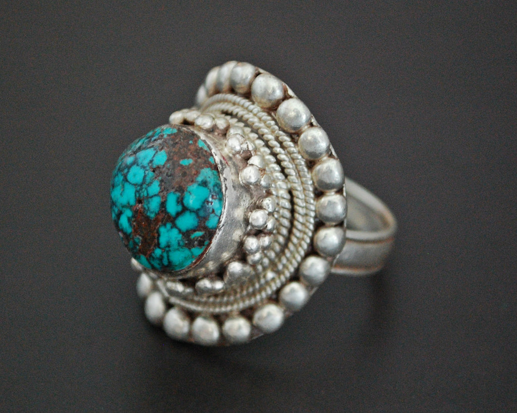 Large Nepali Turquoise Ring - Size 10.5