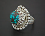 Large Nepali Turquoise Ring - Size 10.5