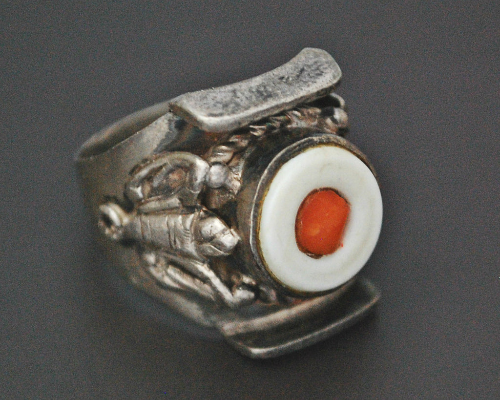 Nepali Coral Saddle Ring - 9.5