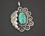 Native American Navajo Turquoise Feather Pendant