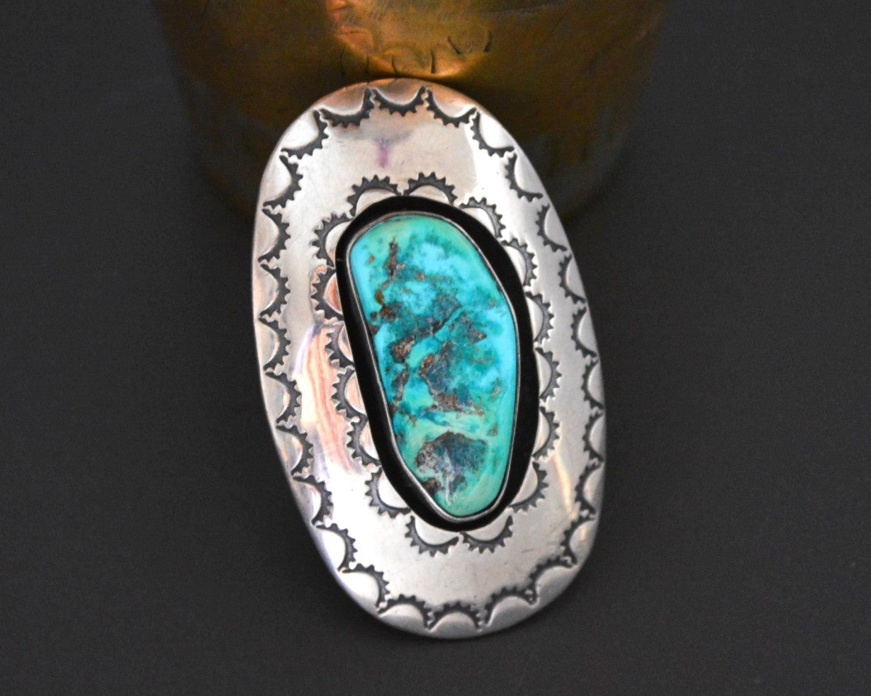 Splendid Native American Turquoise Ring - Size 8.5
