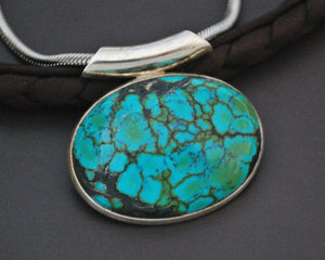 Turquoise Pendant on Sterling Silver Snake Chain