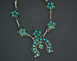 Delicate Native American Squash Blossom Link Necklace