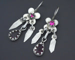 Afghani Earrings with Pink Glass Stones