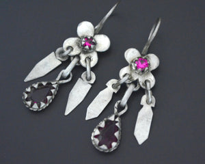 Afghani Earrings with Pink Glass Stones