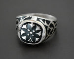 Vintage Niello Poison Ring - Size 8.5