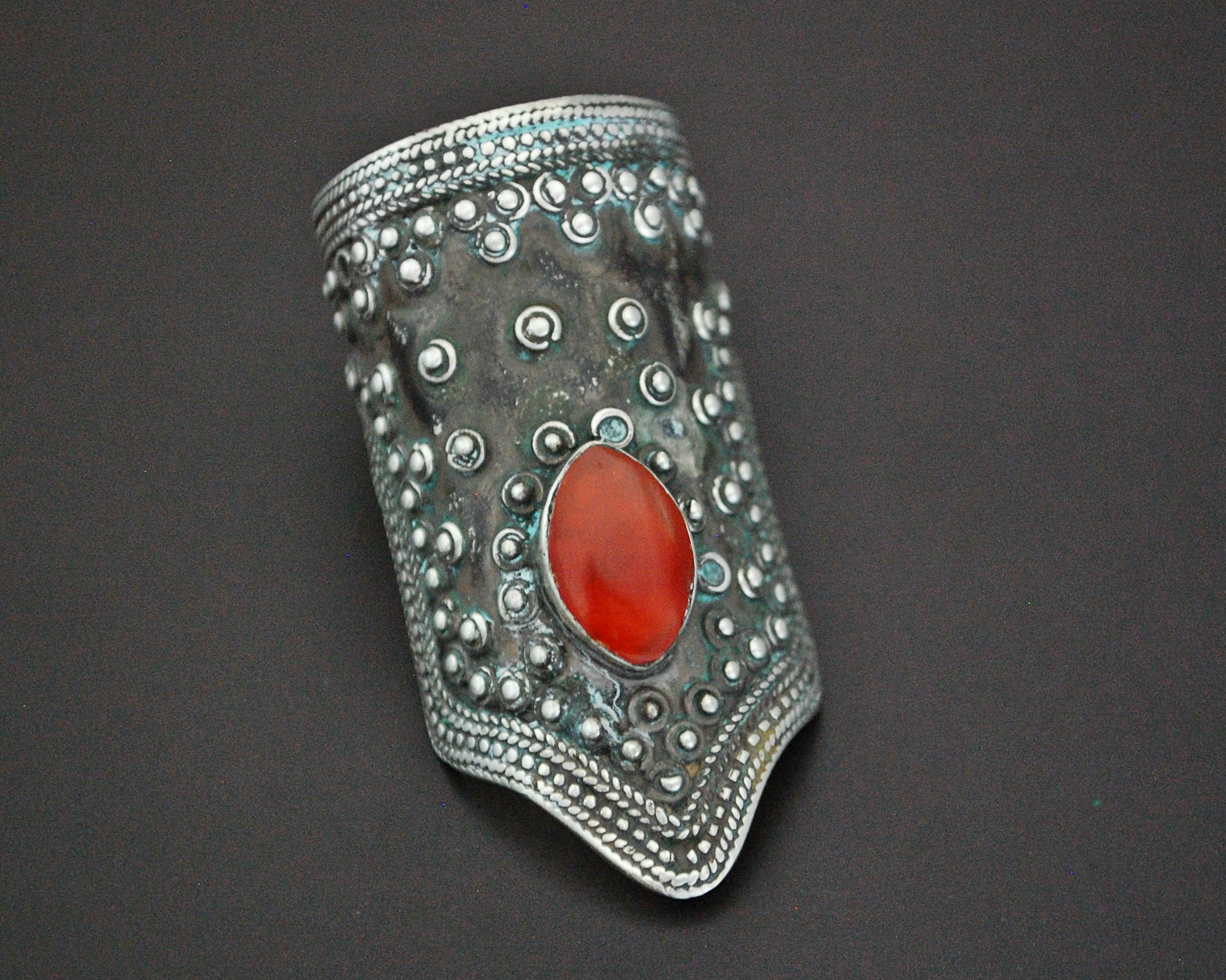 Ethnic Carnelian Ring with Open Band - Size 9.5 / 10