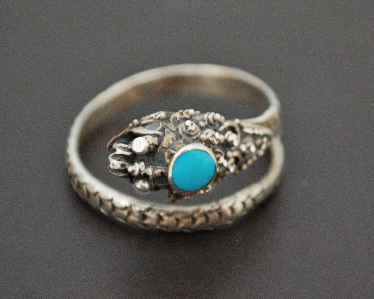Dragon Turquoise Ring from Bali - Size 7 and Adjustable