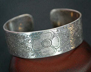 Nepali Lotus Engraved Cuff Bracelet