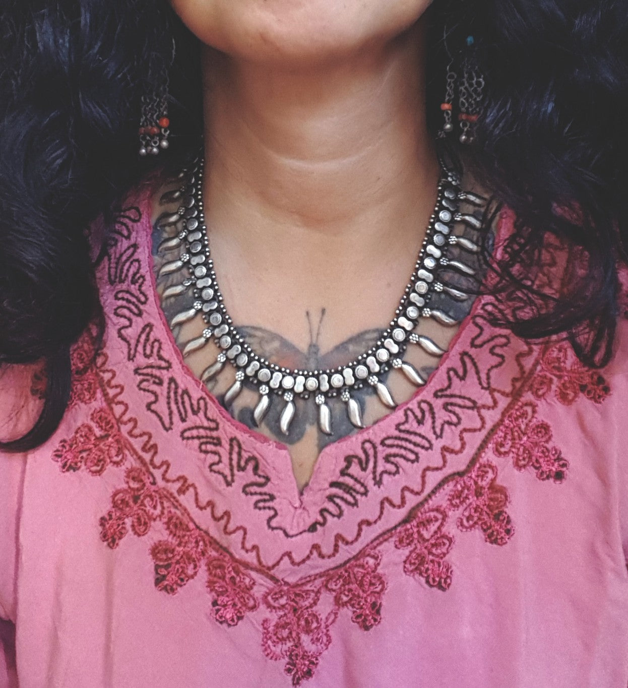 Indian Silver Choker Necklace