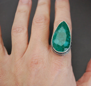 Bold Ethnic Jade Ring - Size 9