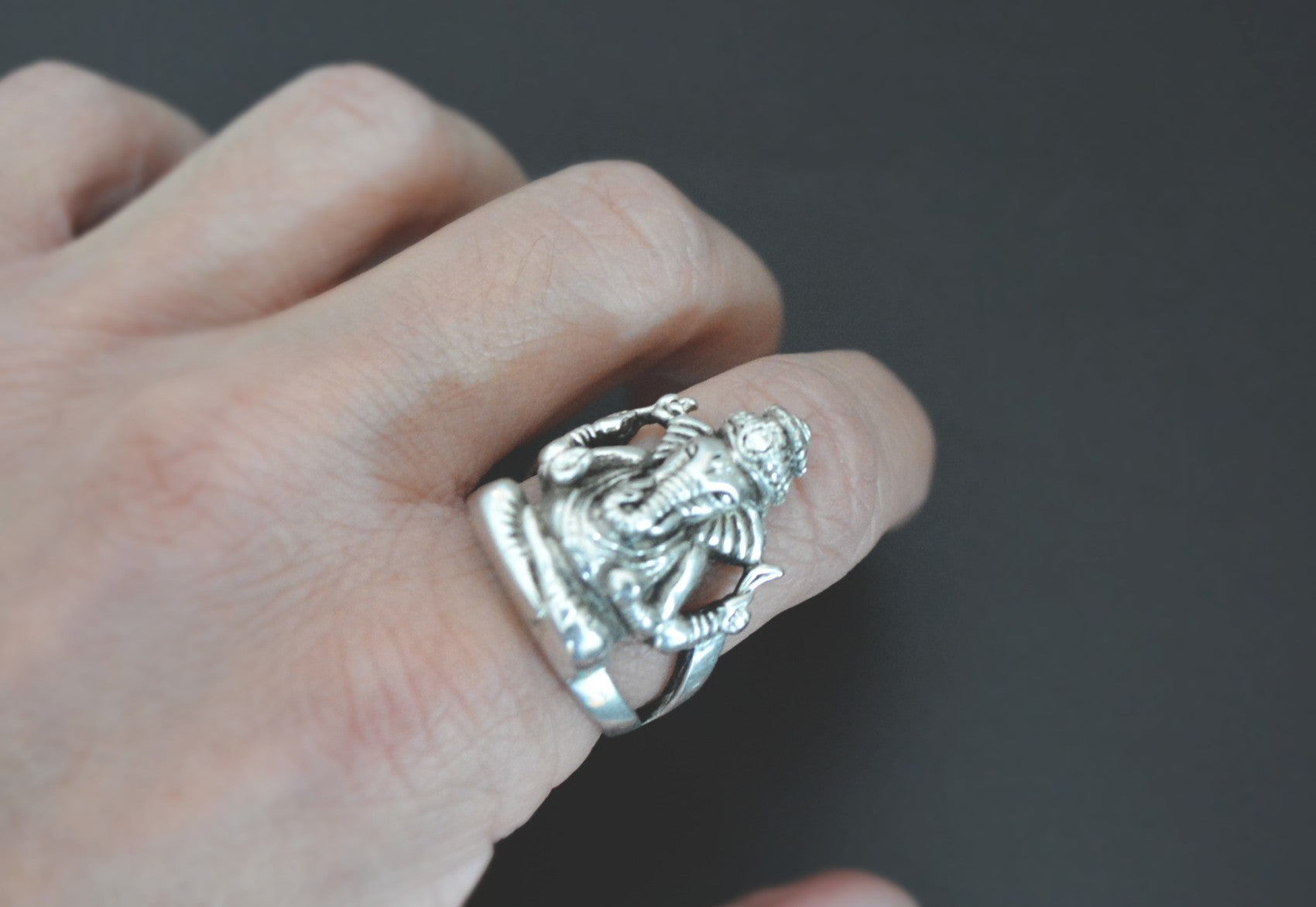 Ganesha Sterling Silver Ring - Size 9