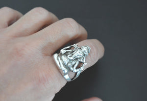 Ganesha Sterling Silver Ring - Size 9
