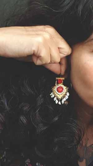 Gilded Uzbek Pearl Glass Earrings