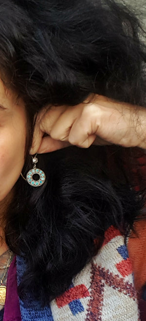 Ethnic Turquoise Earrings from India