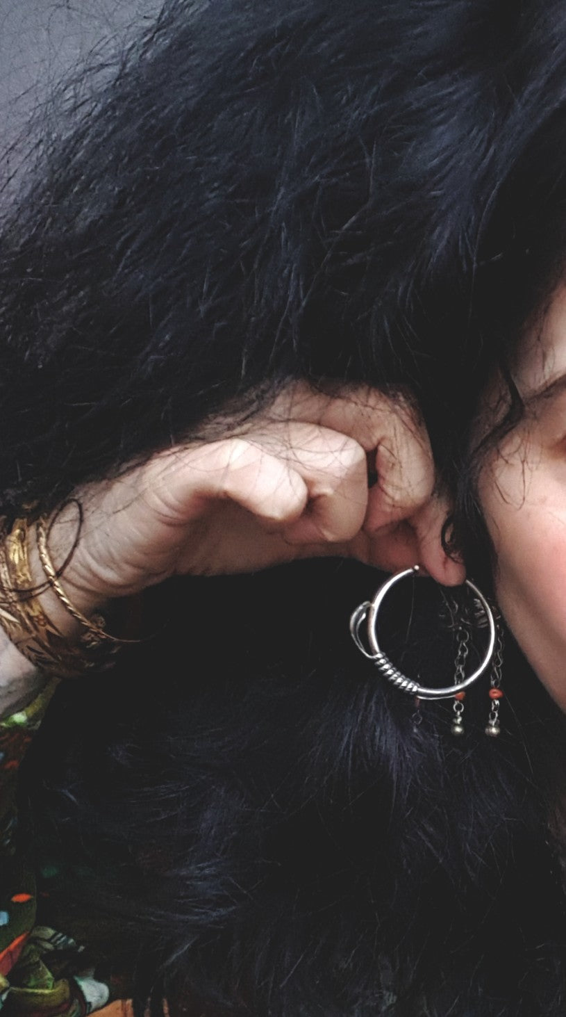 Vintage Sterling Silver Cobra Hoop Earrings