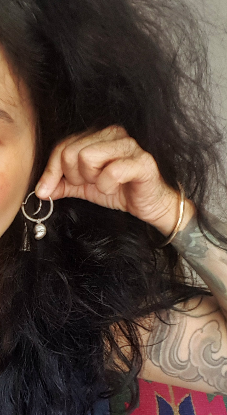 Old Rajasthani Mango Charm Hoop Earrings