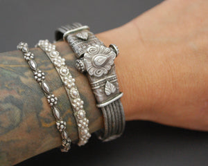 Rajasthani Silver Snake Chain Bracelet with Screw Closure