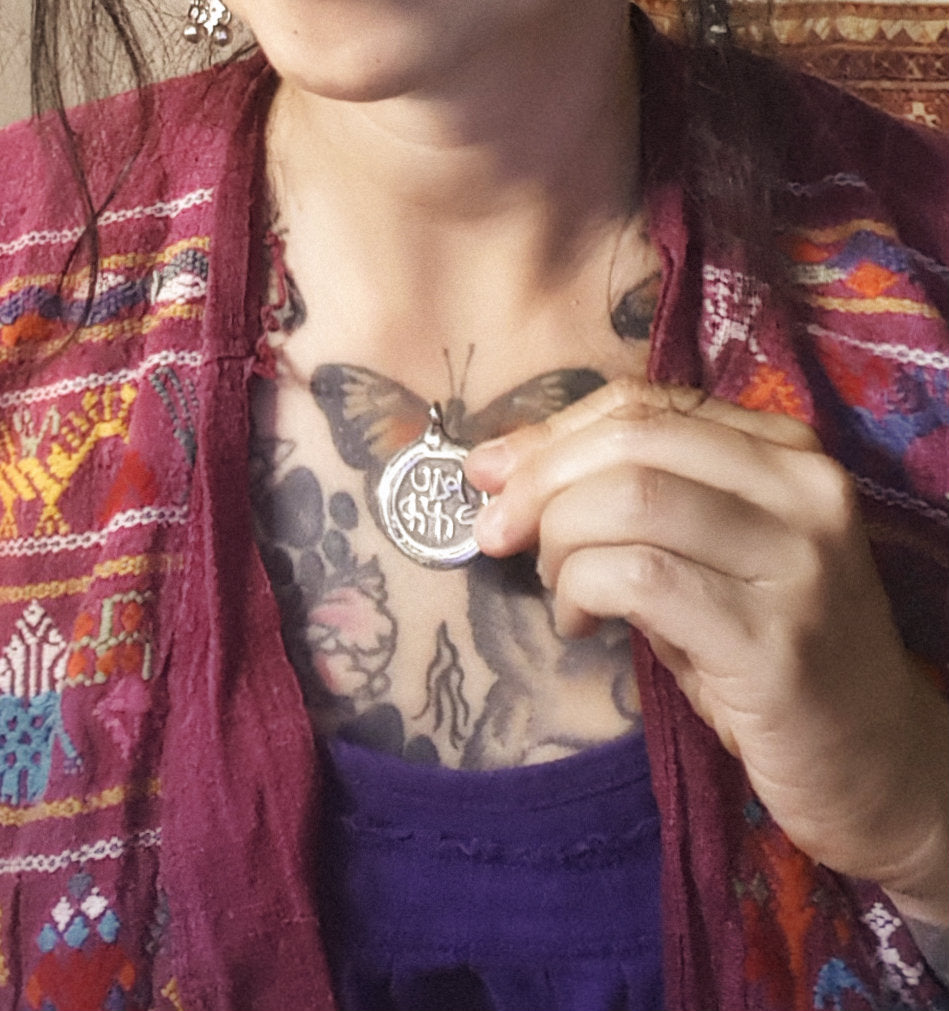 Rajasthani Silver Amulet Pendant with Writing