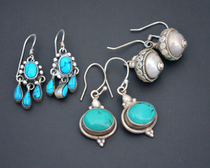 Set Ethnic Turquoise Dangle Earrings
