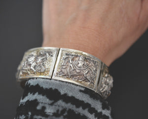 Burmese Silver Repoussee Link Bracelet