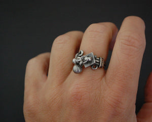 Old Rajasthani Silver Ring with Bells - Size 6