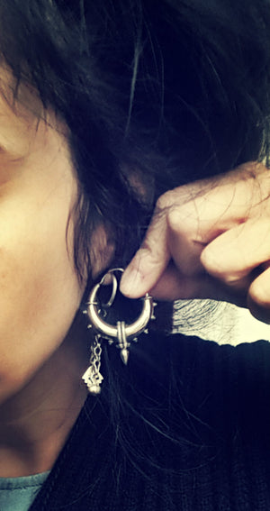 Ethnic Spike Hoop Earrings - Medium/Large