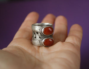 Afghani Old Silver Carnelian Ring - Size 8