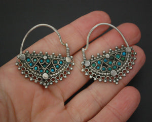 Afghani Hoop Earrings with Turquoise