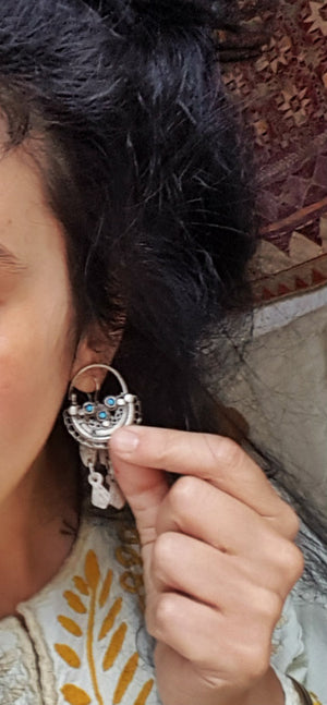 Afghani Hoop Earrings with Turquoise