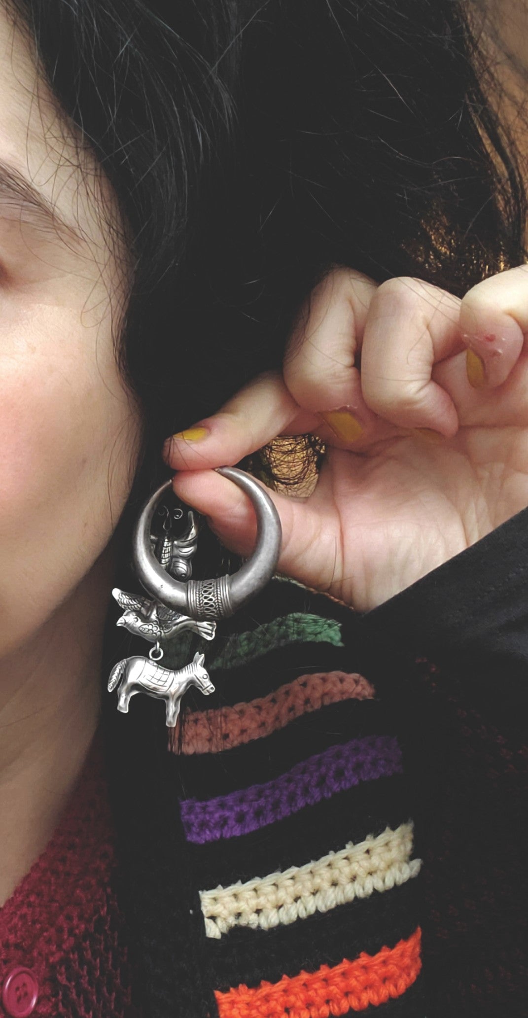 Ethnic Hoop Earrings - MEDIUM / LARGE