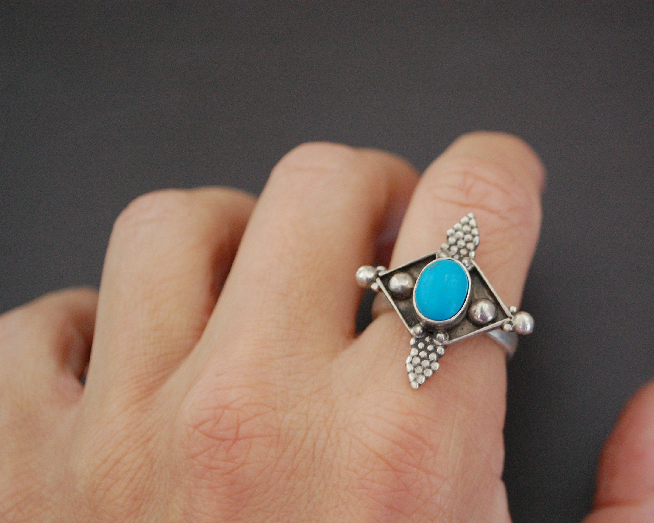 Ethnic Turquoise Ring from India - Size 7.5