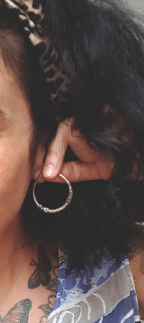 Ethnic Bali Hoop Earrings with Wire Work - Large/Medium
